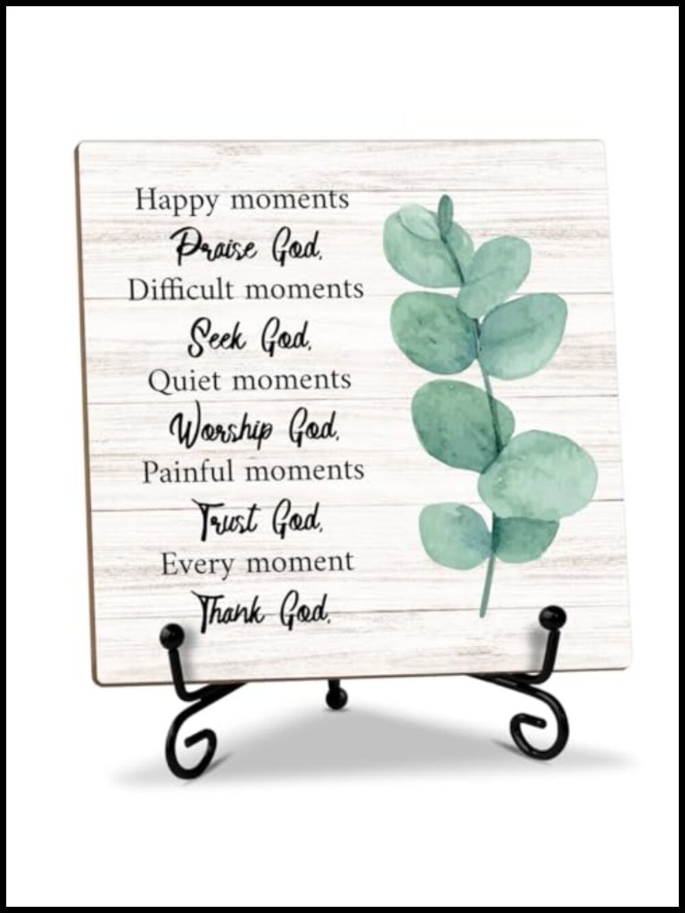 Christian Wood Sign with Stand Bible Verse Religious Home Decor Plaque